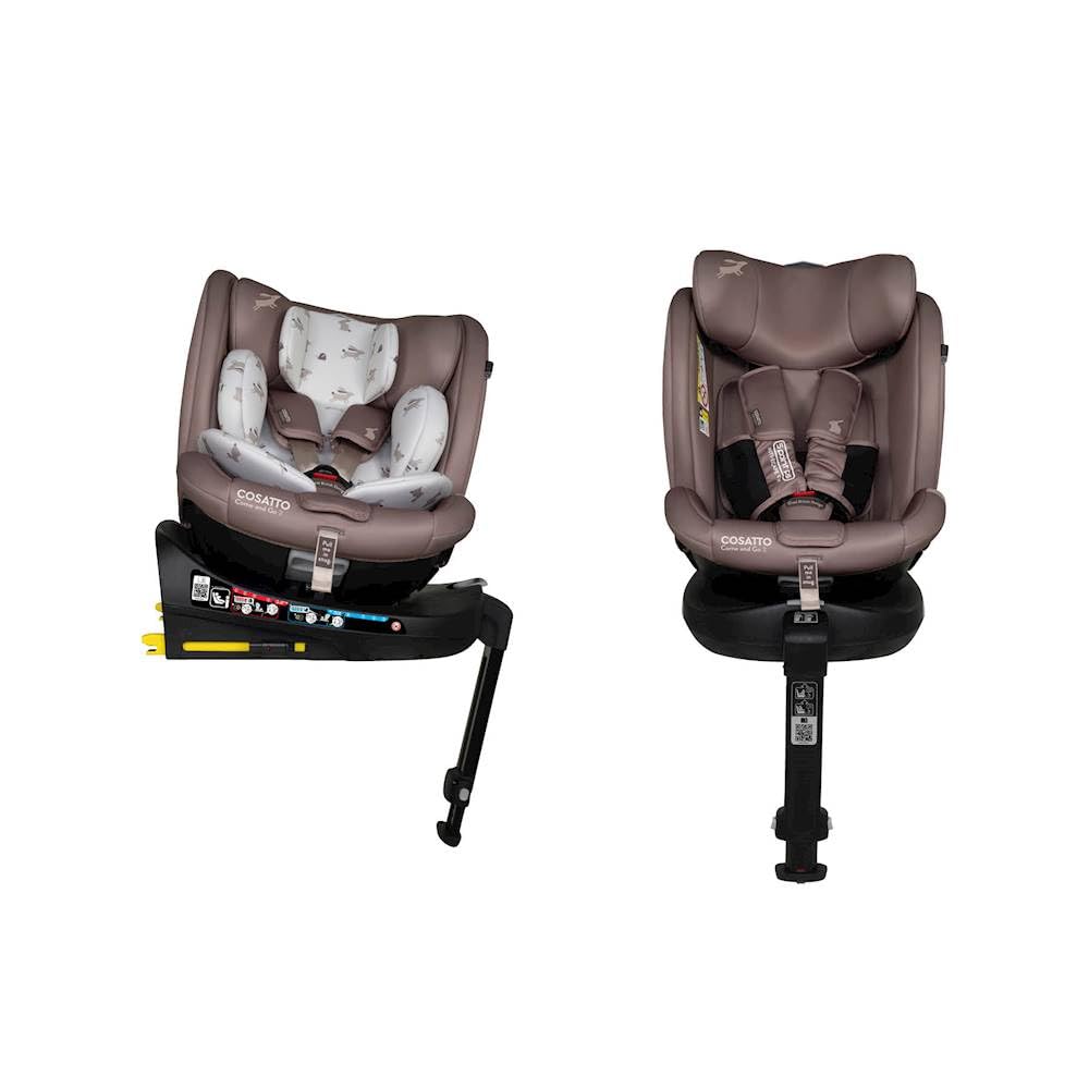 COSATTO Come & Go - Asiento de coche giratorio de 2-360°, desde el nacimiento hasta los 4 años (0-105 cm), grupo 0/0+/1 Base integrada ISOFIX, R129, ERF, protección contra impactos laterales, 5 puntos