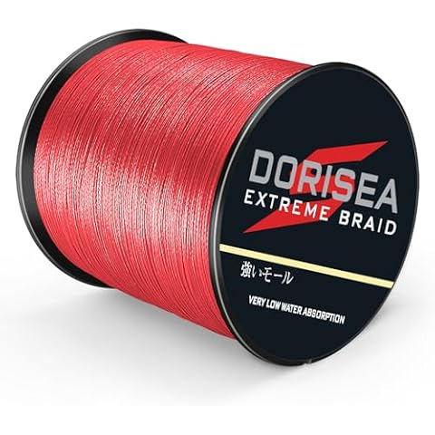 Dorisea Extreme Braid 100% Pe Red Braided Fishing Line 109Yards-2187Yards 6-550Lb Test Fishing Wire Fishing String Superline (100m/109Yards 60lb/0.40mm) Cover