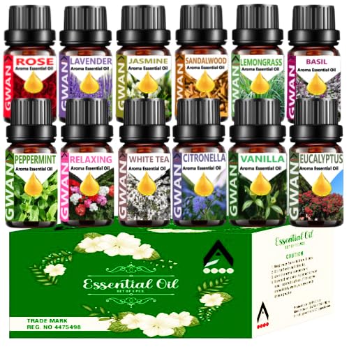 Sponsored Ad - Gwan Aroma Diffuser Oil/Essential oil for Home Fragrance | Best for Aromatherapy | Helps in meditation | Used in Diffusers, Candles, Air Fresheners, Soaps, Humidifier, Diffuser | No Chemicals 10ml Each - (Set of 12)