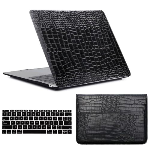 FFBOFFC Cover Compatibile con MacBook Air 11 pollici 2015 2014 2013 2012 2011 2010 Modello A1465 A1370, Plastica Case Custodia Rigida & Borsa per Portatile & Tastiera Cover, Fresco nero puro