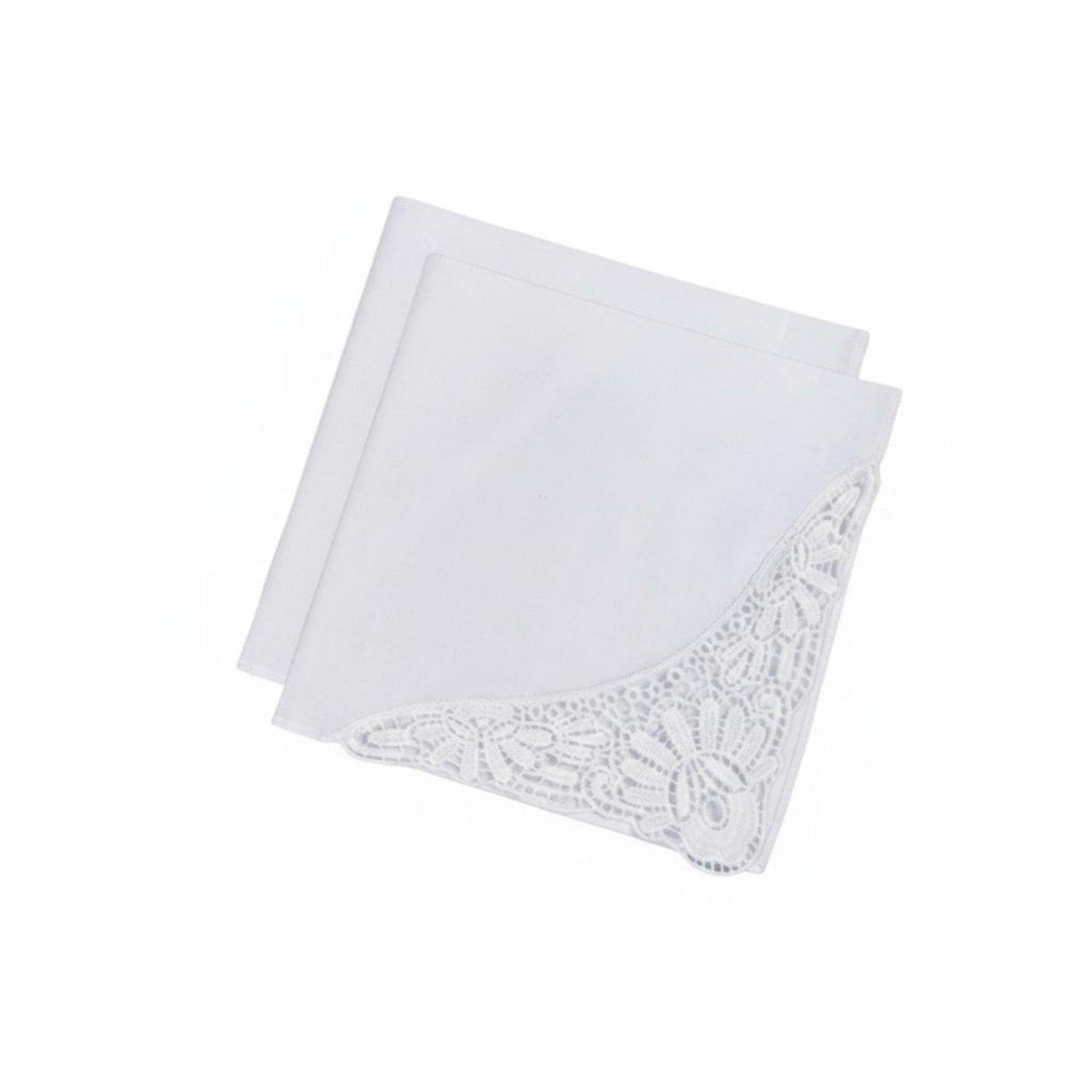 ECOMISTIQ®2 Pieces White Lace Handkerchief Tightly-Woven Textile Handkerchief Elegant Design Solid White Hankie for Bridesmaids, Brides, Wedding, Party N0.2-2pcs|Clothing, Shoes & Accessories|Vintage-image-12