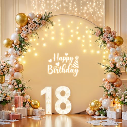 7.2 ft White Round Backdrop Cover with Lights Circle Wedding