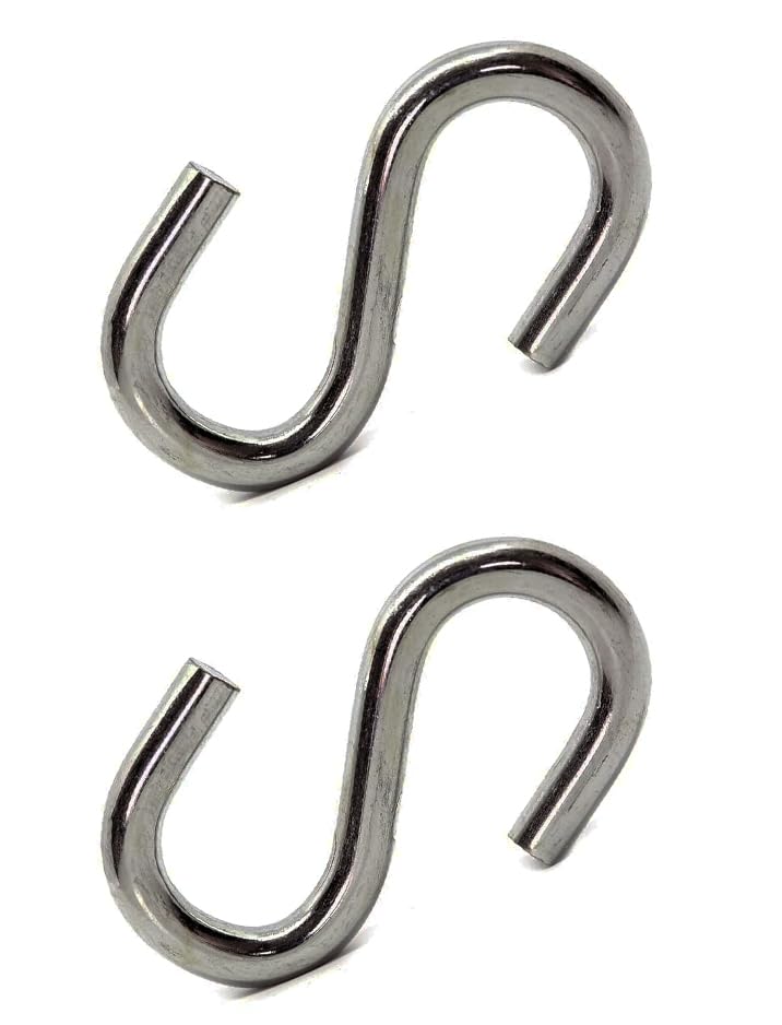 M5 (5mm x 38mm) A2 Stainless Steel S-Hooks Heavy Duty Hangers Swing S Hooks AN103 (Pack of 10) H08B