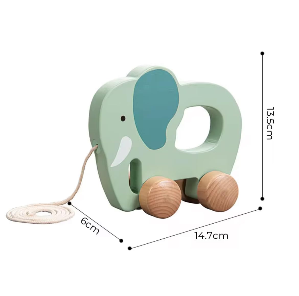 Premium Holzspielzeug Set für Kleinkinder. Multifunktionales Motorikspielzeug 3-in-1. Nachzieh-Elefant, Stapelturm & Motorikschleife. Fördert Feinmotorik, Zählen, Koordination & Wahrnehmung.