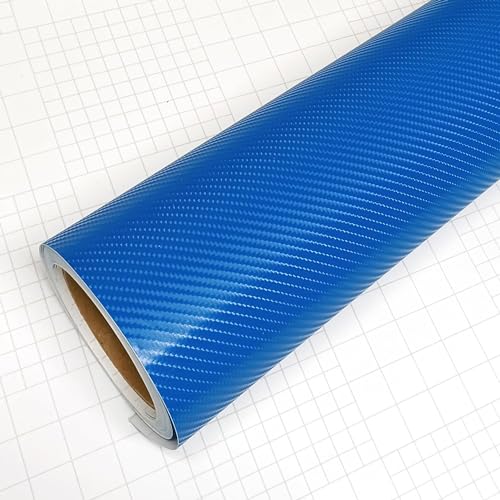 Image of HOME13 Metallic Blue 3D Carbon Fiber Vinyl Wrap Sefl Adhvise Car DIY Wrap Sheet Roll Film Sticker Decal Rated for Automotive Use (12 x 360)