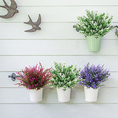 Wxboom 9Pcs Artificial Flowers Uv Resistant Faux Plastic Flower Outdoor Fake Lavender Flowers In Bulk Outside Garden Porch Window Hanging Planters Decoration (Purple, White, Magenta) #TOP3