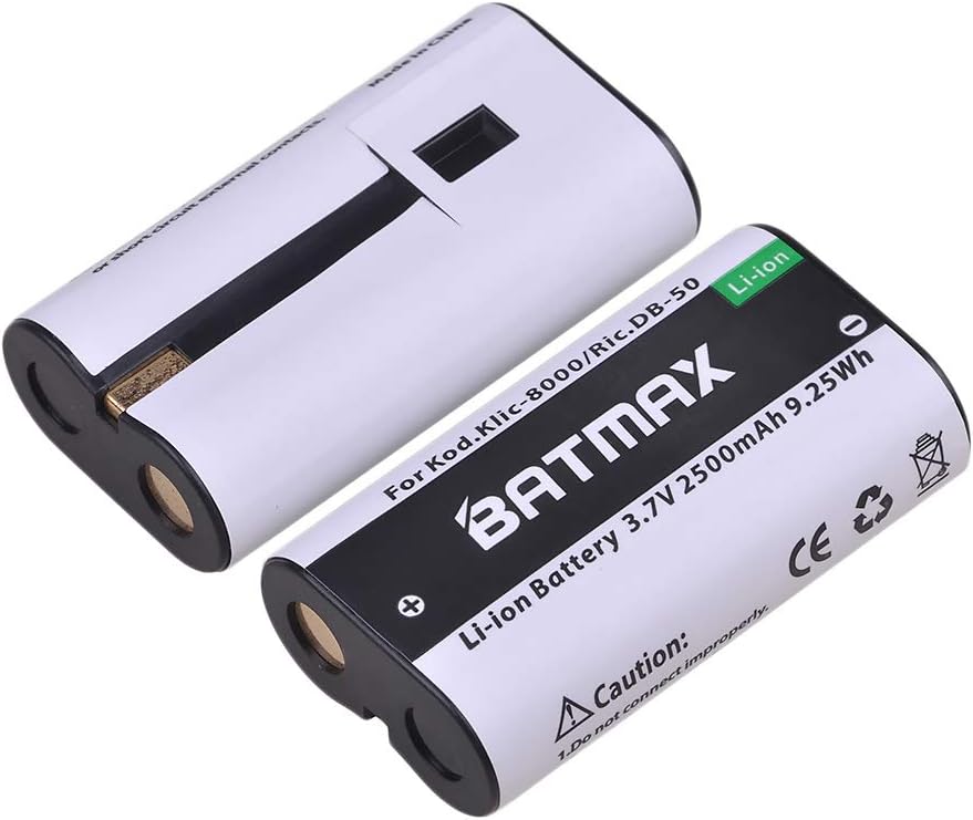 Batmax 2Pcs 2500mAh KLIC-8000 KLIC8000 DB50 Battery + Charger Kits for Kodak Easyshare Zx1 ZxD Z612 Z712 Z812 Z1085 Z1015 Z1012 Z1485 Z8612 is