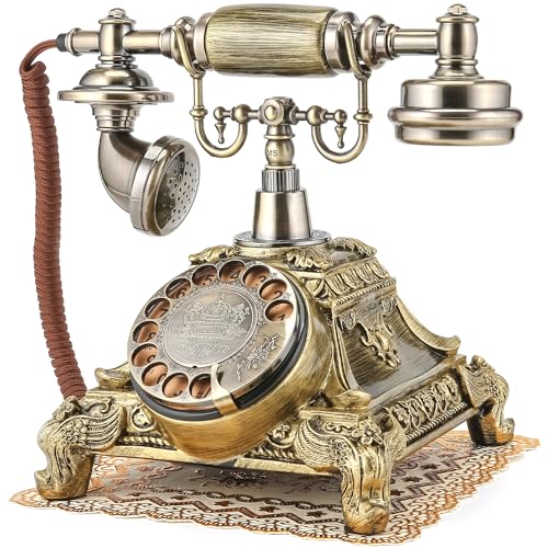 アンティーク プッシュ式電話 真鍮製 Amazon | EnergyPower 高級アンティーク調 ダイヤル式電話器