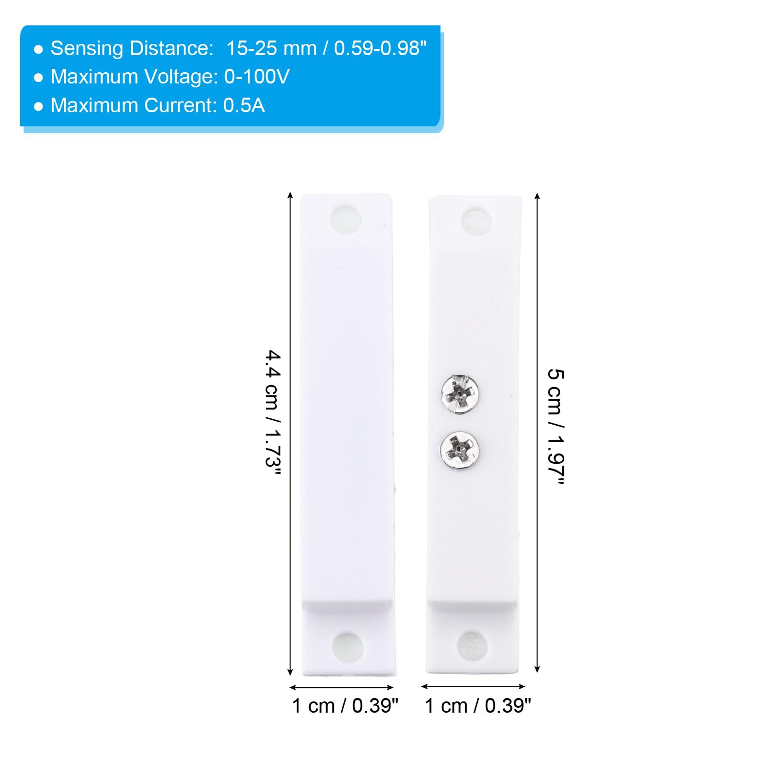 PATIKIL N.C. Wired Door Alarm Magnetic Contact Sensor, 4 Pcs 0-100V/0.5Amp Magnetic Reed Switch with Double Side Tape for Door Window, White - Image 2