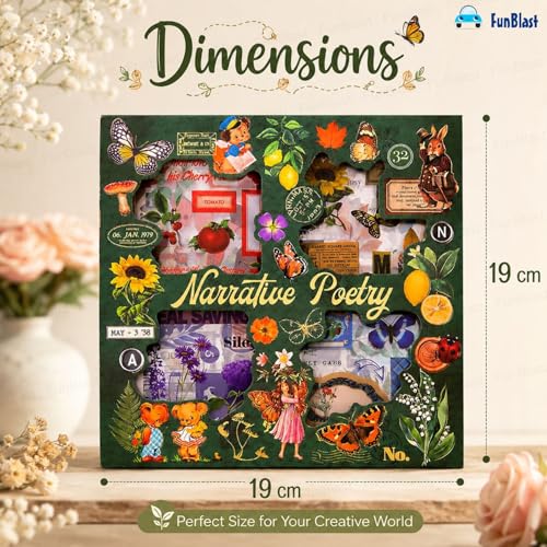 Image of FunBlast Self Adhesive 640Pcs /100 Sheets, Vintage Nature Stickers, Retro Decorative Sticker's for Scrapbook, Sticker's for Project, Japanese Style Sticker Set, Journals, Scrapbooking (Multicolor)