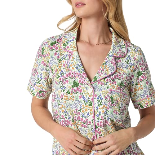 Image of Bed Head PJs Womens Matching Pajamas - Soft Organic Short Sleeve Button Down PJ Shirt & Shorts Set - Sleepwear & Loungewear