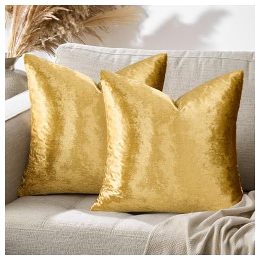 GIGIZAZA Gold Kissenbezug 45x45 cm Kissenbezüge Samt Kissenhülle Zierkissenbezug Dekokissen für Sofa Schlafzimmer Wohnzimmer 2er Set