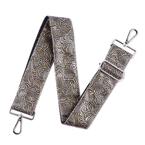Image of Purse Straps Replacement Crossbody,Crochet Purse Strap for Handbags,Wide Shoulder Straps for Bags(5-Carved Copper Gold)