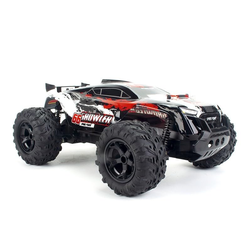 Veicolo fuoristrada telecomandato 2.4G senza fili RC in scala 1:14, trazione integrale, pneumatici a vuoto, modello di auto da corsa, ottimo regalo di compleanno e Natale(Red)