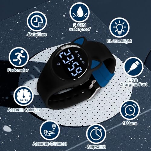 Image of Kid's Watch,Boys Watch Digital Sport Outdoor Multifunction Chronograph LED 50M Waterproof Alarm Calendar Analog Watch for Children with Silicone Band