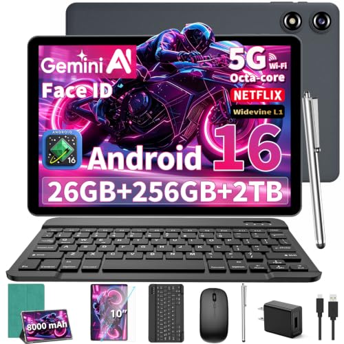 Image of 10 inch Tablet with Keyboard - 2026 Gemini AI Android 16 Tablet,Green Case