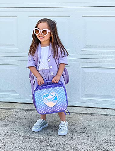 Mibasies KHB0056-MBUS Girls Lunch Bag For Kids Insulated Lunch Box With Shoulder Strap And Bottle Holder, Mermaid Purple thumb #6