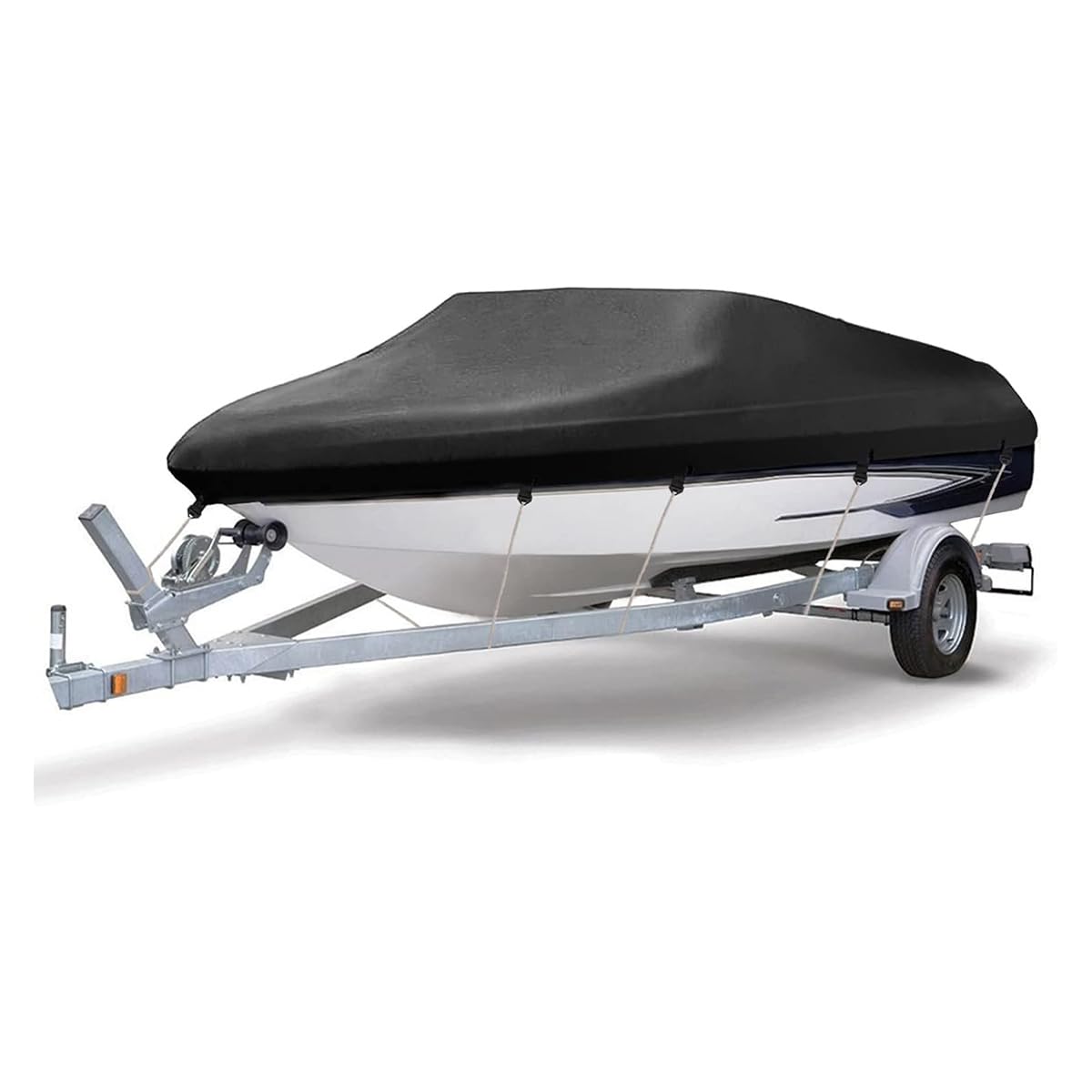 NEVERLAND Bootsplane Wasserdicht 4000PA, 420D Oxford Tuch Abdeckplanen Für Boote,Bootspersenning, Boot Persenning, Bootspersenning Schutz Cover Schwarz, V-Rumpf Boat Cover Universelle