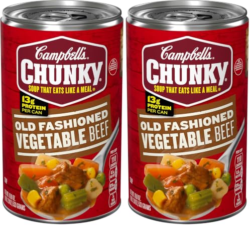 Image of Campbell's Chunky Soup, Old Fashioned Vegetable Beef Soup, 18.8 Oz Can (Pack of 2)