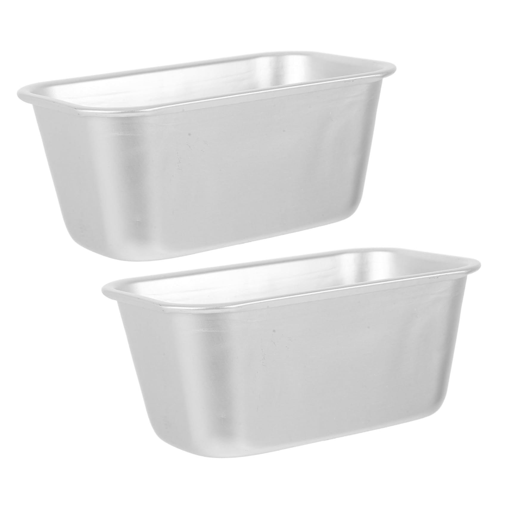 PRETYZOOM Rectangle Steel Cake Pan Aluminum Alloy Cake Mold Toast Box Set of 2 Baking Tool Loaf Pan Oven Tray Set