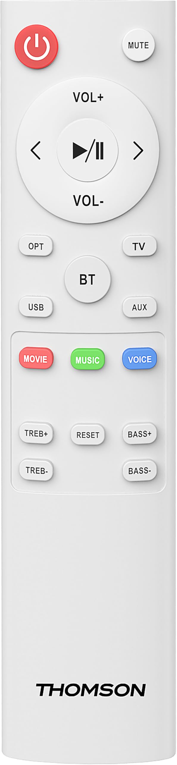 Thomson SB401BT Soundbar - 200W Potenza Musicale Totale - Bluetooth 5.0 - Ingresso Ottico, USB & AUX - Preset EQ - Telecomando - Indicatore LED della Sorgente - Design Bianco & Legno