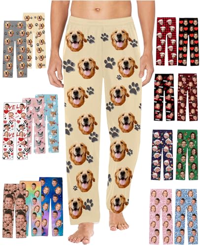Personalized Face Pajamas for Men Women Custom Photo Pj Customized Christmas Pet Bottoms Pants Face sleep pant Trousers