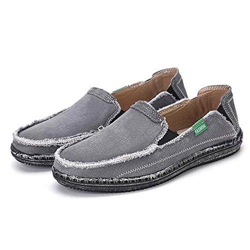 Mr.LQ Sandales Hommes Toile Respirant Confortable Slip-on Summer Fashion Beggar Style Casual Chaussures,Gray,43