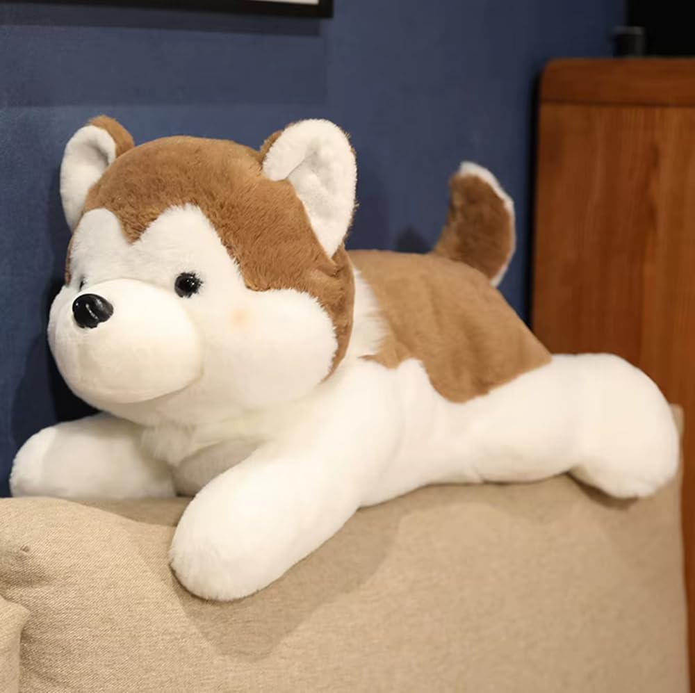 Tikwisdom Stuffed Animals-Dog, Super Soft Husky Doll, Cartoon Cute Dog Plush Toy, Length 28cm (brown) - Image 2