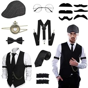 Yunsuelo Peaky Blinders Kostüm, 20er Jahre Herren Accessoires Set, Halloween Verkleidung (XL)