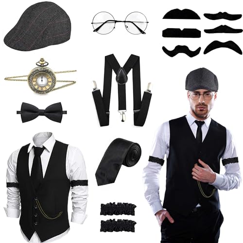 Yunsuelo Peaky Blinders Disfraz de los años 20, accesorios para hombre, disfraz de Halloween (L)