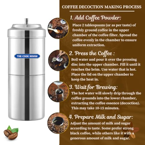 Image of The Cook House - Stainless Steel Filter Coffee Maker, South Indian Coffee Decoction Maker for Grounded Filer Coffee Powder (2-3 Cups)