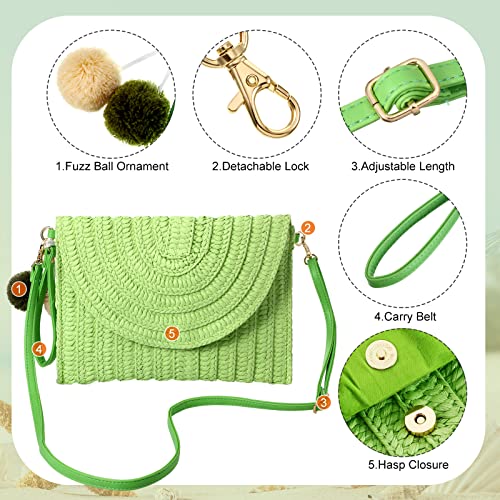 Image of Frienda Straw Purses for Women Straw Clutch Crossbody Bag Summer Beach Shoulder Bag Woven Envelope Wallet Handbags