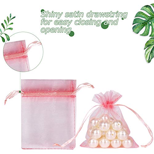 Image of HRX Package Blush Pink Organza Bags 3x4 inch 100pcs, Mesh Gift Bags Jewelry Pouches Drawstring Empty Sachet for Shower Party Favor Present Giveaways