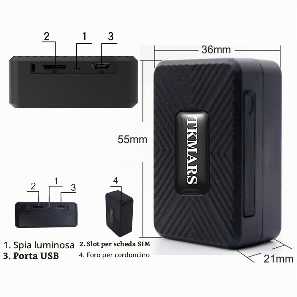 TKMARS Mini Localizzatore GPS con App GPS Tracker per Auto Moto Bambini Anziani Senza Abbonamento 1500mAh Magnetico Antifurto Posizione in Tempo Reale