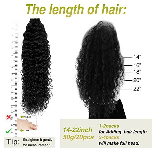 Image of Easyouth Black Curly Tape in Hair Extensions Real Human Hair Tape in Extensions Natural Black Human Hair Glue in Hair Extensions Natural Curly 14Inch 50g 20pcs