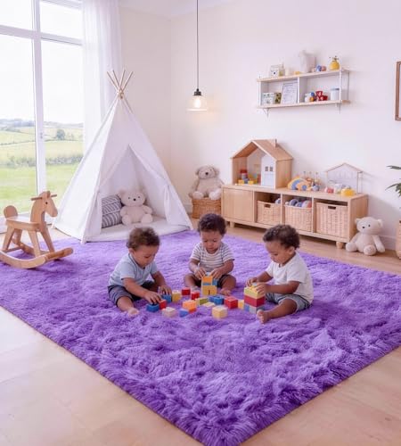 VOFUSHON Tapis Descente de lit 80 X 150 CM Violet Tapis Chambre Fille Lavable Antidérapant Ultra-Doux Moelleux Grand