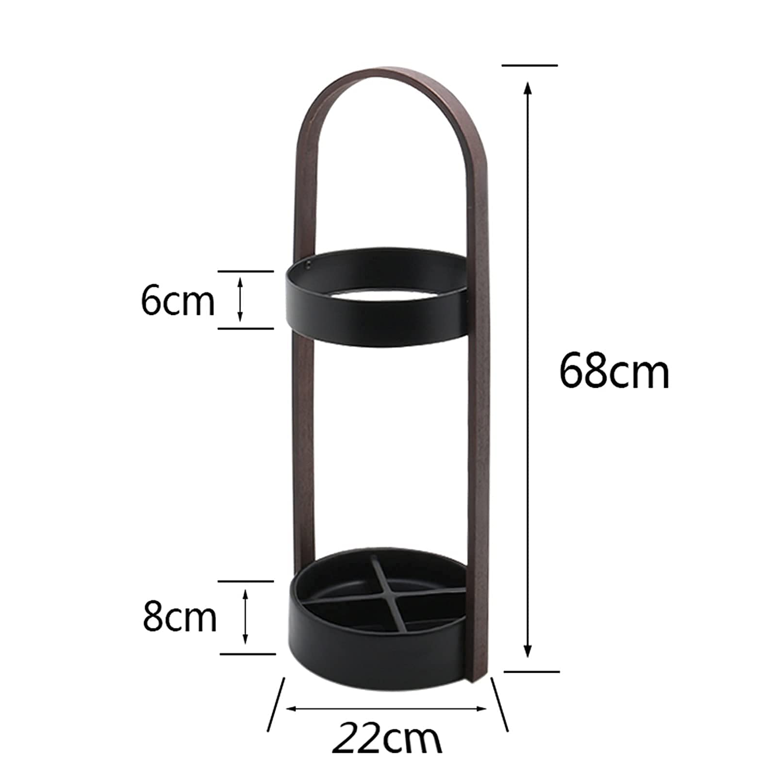 Porte-parapluies, Porte-parapluies sur Pied en métal avec 2 Crochets pour Ranger parapluies Longs et Courts/Noir