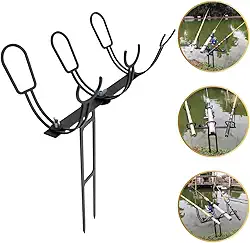 Suporte Triplo Vara Pesca Regulável Com Reforço Barranco Preto