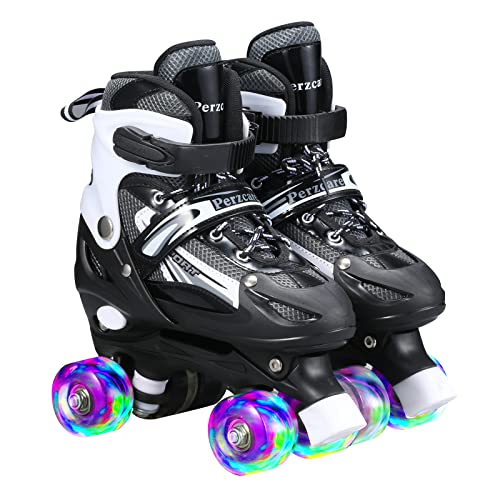 Perzcare Roller Skates for Girls/Boys, Kids Roller Skates for Children Outdoor Indoor Adjustable 4 Sizes with Light Up Wheels