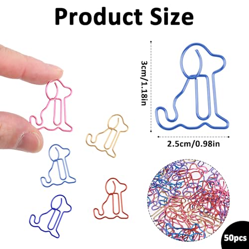 TIESOME 50 Stück bunte Tier-Lesezeichen-Clips, Hund Katze Metallklammern, lustige Bürogeschenke (Dogs)