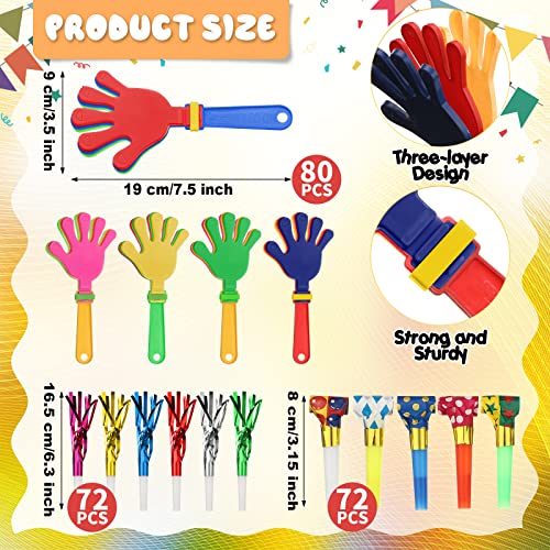 Yunsailing 224 Pcs Cinco De Mayo Party Noise Makers Bulk Include Hand Clapper Noisemaker for Sporting Events Glitter Fringed Blowout Musical Plastic Blower for Kids Adult Birthday Carnival Decoration