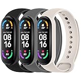 Meliya 3 Pack Sport Bands for Mi Band 5 Bands & Mi Band 6 Bands, Soft Silicone Replacement Straps for Xiaomi Mi Band 5 & 6 Fitness Tracker (Black+Dark Gray+Starlight)