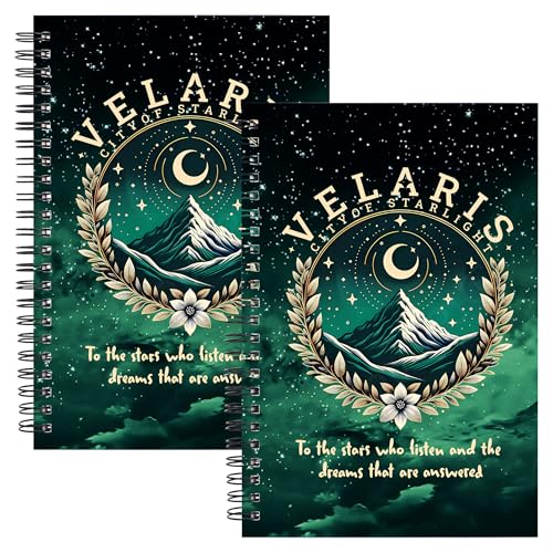 WHLBHG Velaris City of Starlight Gift Velaris Acotar 2Pcs Spiral Notebook Acotar Gifts For Women Acotar Fans Gift Velaris book journal for book lovers (Spiral- 2Pcs VELARIS Green)