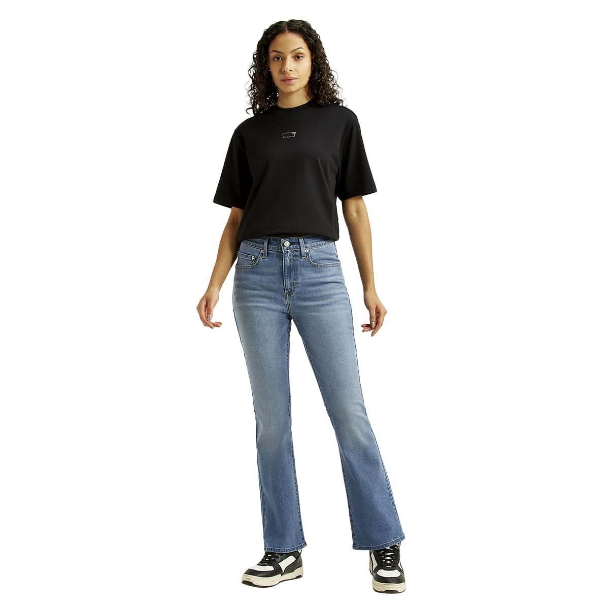 Women's Mid Rise Flared Fit Blue Jeans-image-29