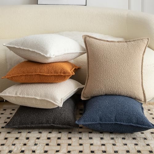MANDIOO Set of 2 Cream White Decorative Throw Pillow Covers 16 x 16 inches