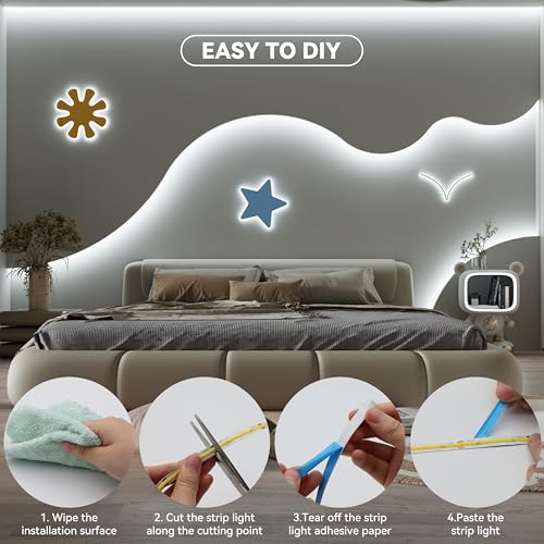 Image of MIWISE COB LED Strip Light,24V Daylight White 6000K LED Strip Lights,32.8ft UL-Listed Super Bright Flexible LED Strip,High Density Cuttable for Cabinet Bedroom DIY Projects(No Adapter&Controller)