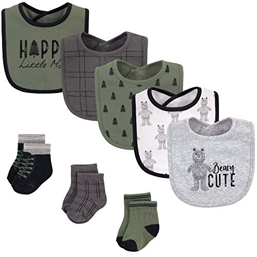Image of Hudson Baby Unisex BabyCotton Bib and Sock Set