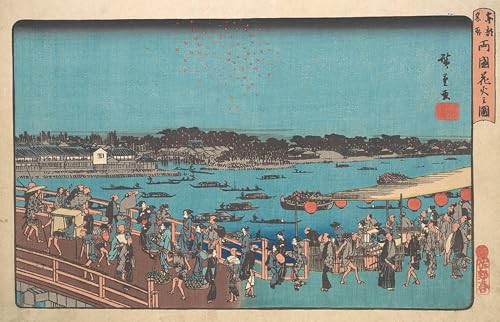 Prints Toile Ryogoku Hanabi No Zu Hiroshige Impression Murale Haute Définition