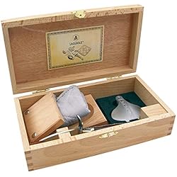 Laguiole Cacerolas LAGUIOLE - Juego completo para ostras - 4 Accesorios - Cuchillo para ostras, Exprimidor de limones, Bloque para ostras, Guante de cocina - Acero inoxidable, palisandro - Caja de regalo