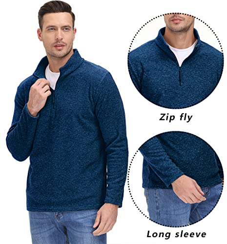 TACVASEN Mens Quarter Zip Sweatshirt Long Sleeve Pullover 1/4 Zip Up Golf Shirt for Men Winter Fleece Lined Thermal Sweater4